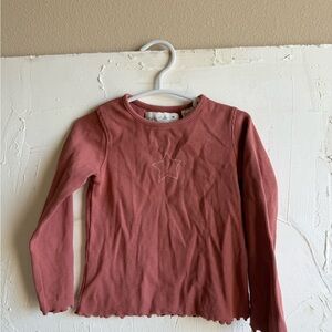 Zara Ribbed Long Sleeve Kids Top - Rust